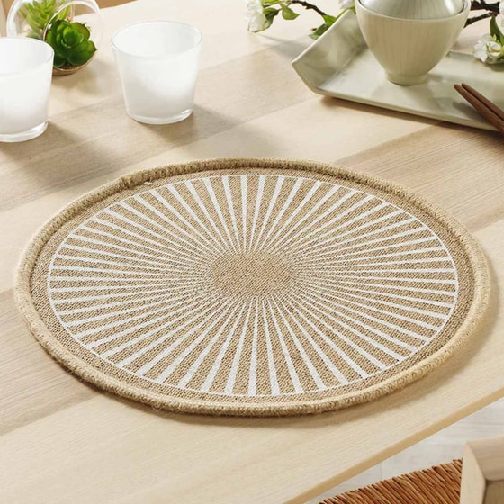 Σουπλά Spitishop Ψάθινο 38 cm - Μπεζ/Λευκό image 1