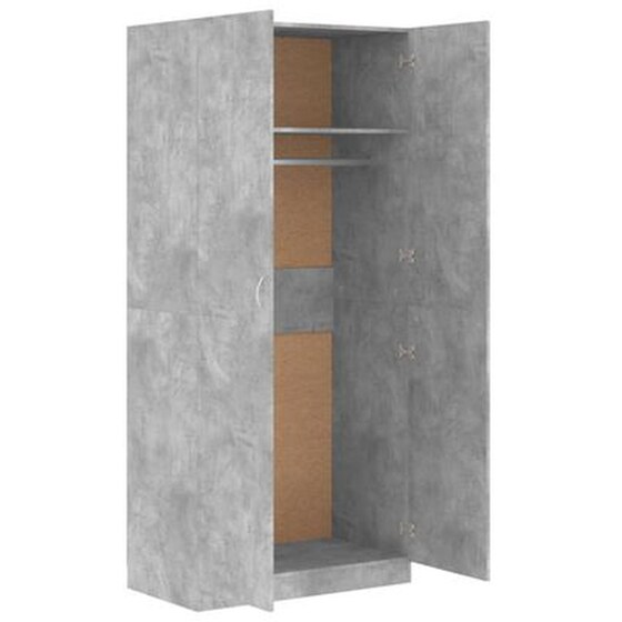 Δίφυλλη Ντουλάπα Vidaxl Από Μοριοσανίδα 90x52x200cm - Γκρι Σκυροδέρματος image 3