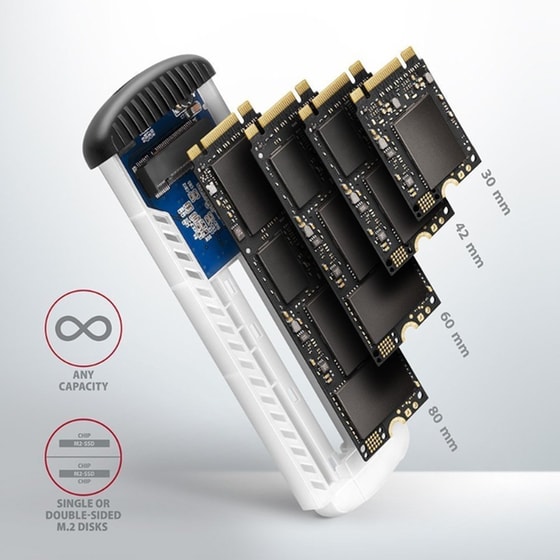 AXAGON EEM2-SA USB Micro-B 3.2 Gen 1 Θήκη για M.2 SATA SSD 30-80mm Screwless image 1