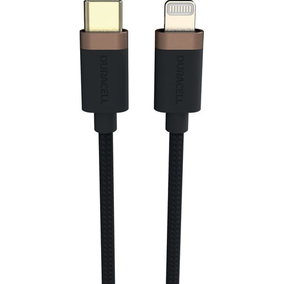 Καλώδιο Φόρτισης και Μεταφοράς Δεδομένων Duracell Toughened USB Cable USB-C σε Lightning 1m - Black image 0