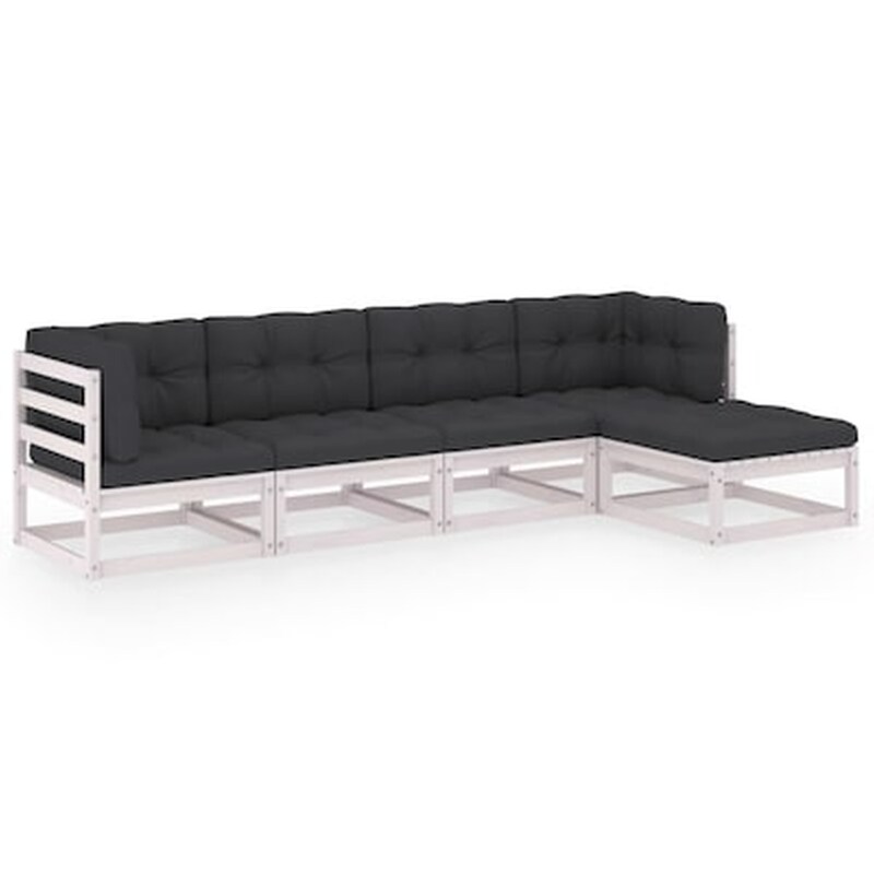 Vidaxl Σαλόνι Κήπου 5 Τεμαχίων Από Μασίφ Ξύλο Πεύκου Με Μαξιλάρια VIDAXL