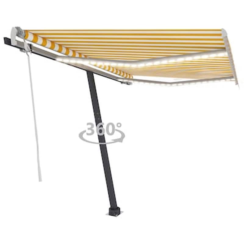 VIDAXL Τέντα Vidaxl Συρόμενη Χειροκίνητη με LED 350x250cm - Λευκό/Κίτρινο