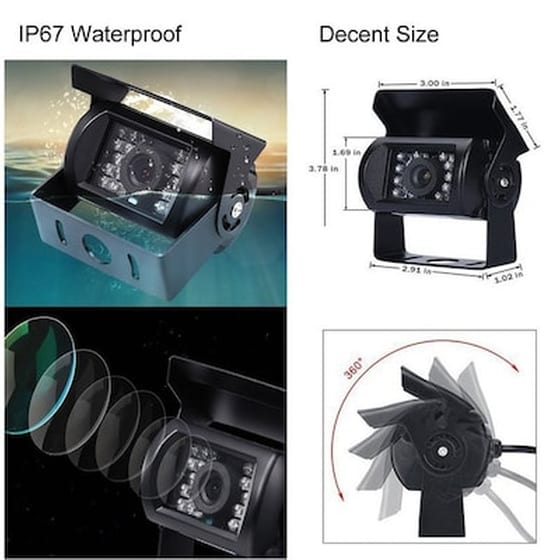 Αδιάβροχη Έγχρωμη Hd Ccd 12 / 24v Kάμερα Oπισθοπορείας 18ir Led Υπερύθρων image 2