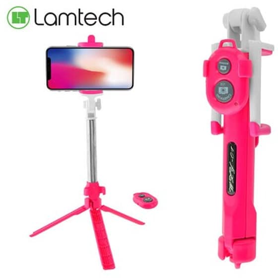 LAMTECH TRIPOD SELFIE STICK ROSE RED image 0