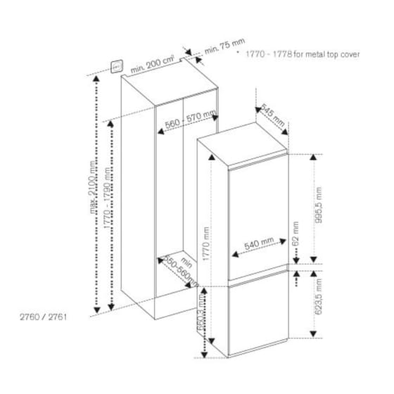 BERTAZZONI REF603BBNPVC-S/20 No Frost 242 Lt Εντοιχιζόμενος Ψυγειοκαταψύκτης image 4
