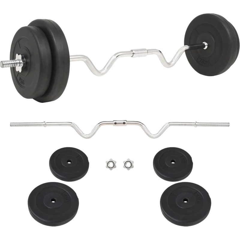 Σετ Στραβόμπαρα Φ25mm 5.4kg VidaXL 91399 120cm με 4 Δίσκους Βαρών 25kg και 2 Κολάρα από Ατσάλι VIDAXL