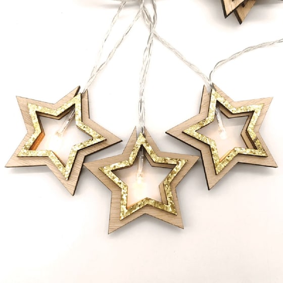 Χριστουγεννιάτικη Γιρλάντα 10 LED Aca Decor Star Gold image 0