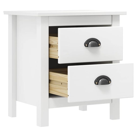Κομοδίνο Vidaxl Από Μασίφ Ξύλο Πεύκου 2τμχ 46x35x49.5 cm - Λευκό image 3