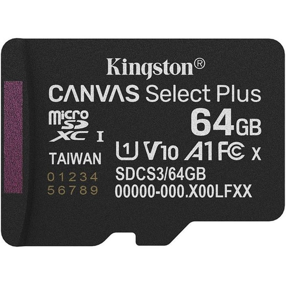 Kingston Canvas Select Plus Gen3 microSDXC 64GB Class 10 U1 V10 UHS-I με αντάπτορα image 2