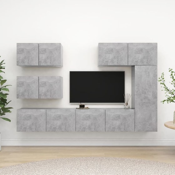 Έπιπλα Τηλεόρασης VidaXL Μοριοσανίδα 6 Τμχ 80x30x30cm - Γκρι image 2