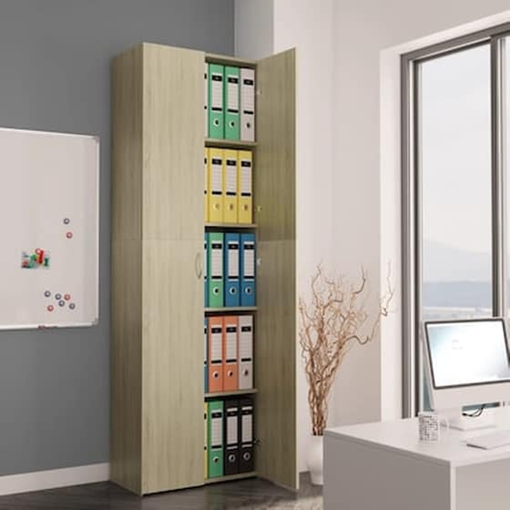 Vidaxl Ντουλάπα Γραφείου Sonoma Δρυς 60 X 32 X 190 Εκ. Από Μοριοσανίδα image 0