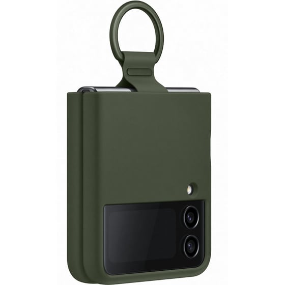 Θήκη Samsung Galaxy Z Flip 4 - Samsung Silicone Cover with Ring - Χακί image 4