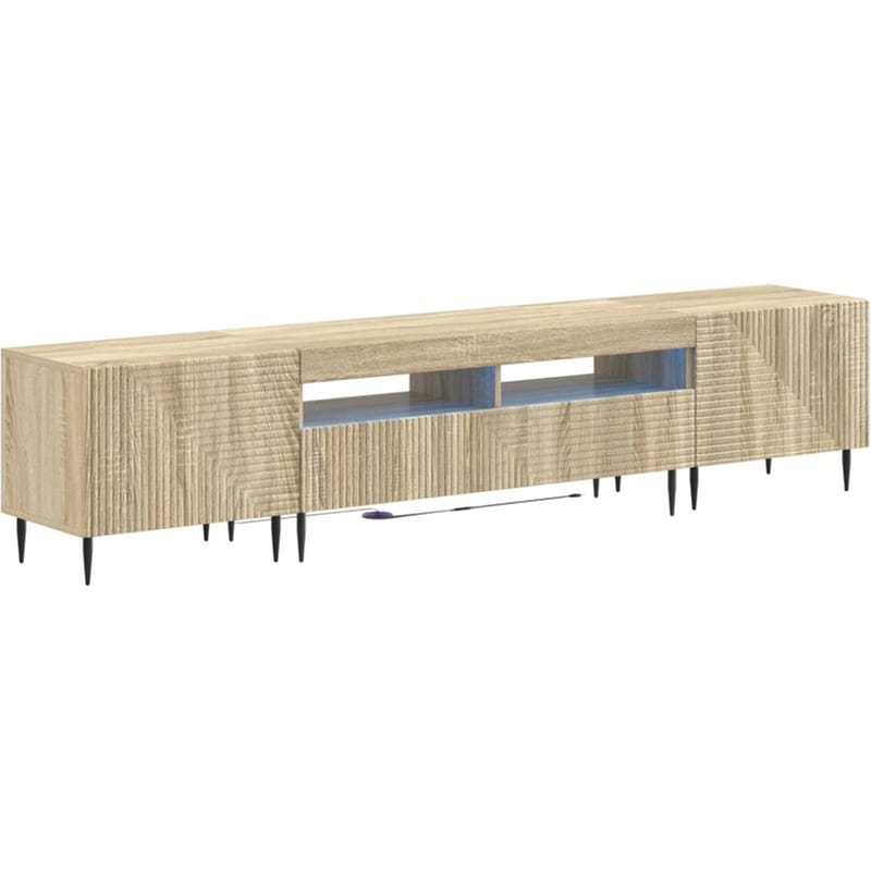 Έπιπλο Τηλεόρασης VidaXL με LED 3 τμχ 198 x 35 x 43 cm - Sonoma Δρυς
