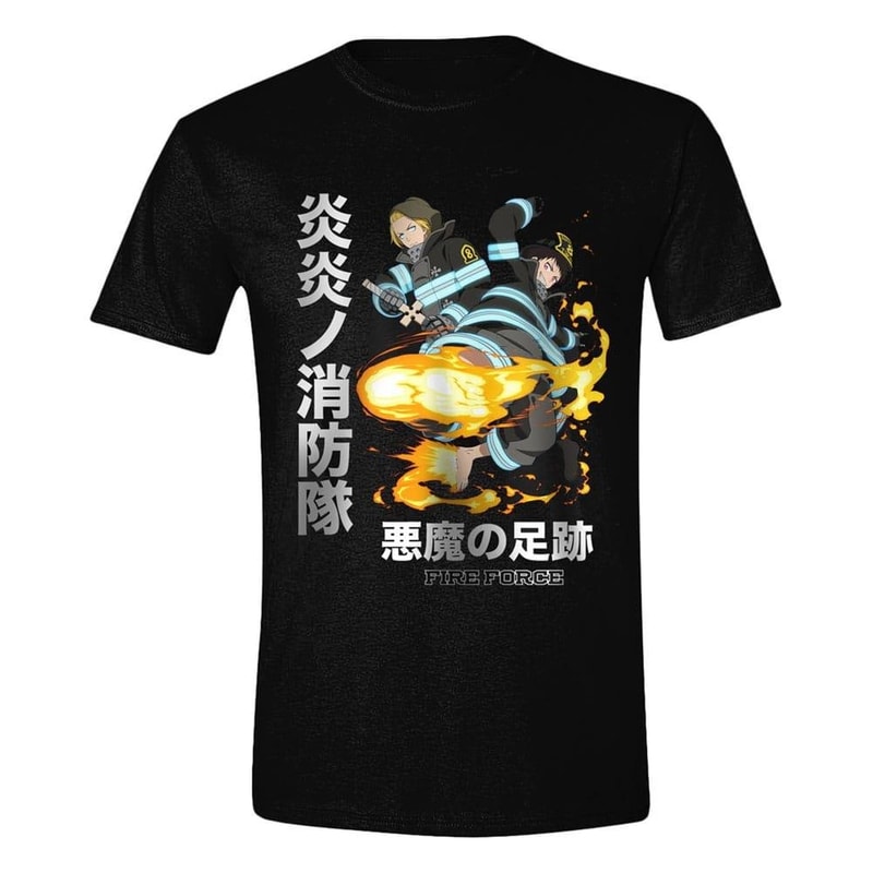 PCMERCH T-shirt Pcmerch Fire Force Devils Footprints - Μαύρο