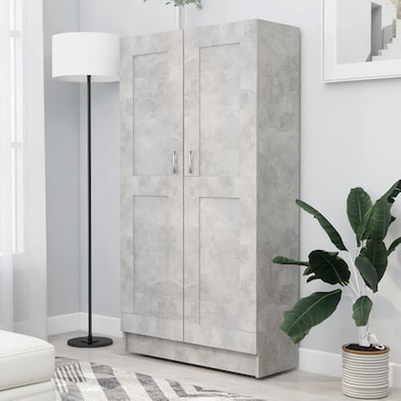 VIDAXL Vidaxl Βιβλιοθήκη Γκρι Του Σκυροδέματος 82,5x30,5x150 Εκ. Μοριοσανίδα