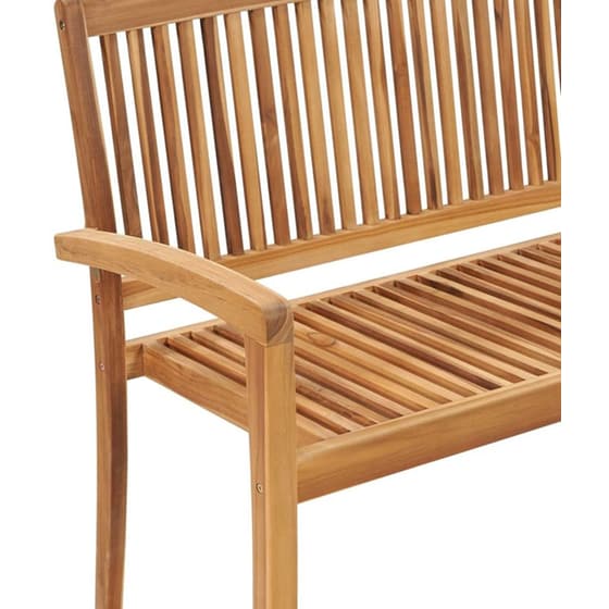 Παγκάκι Κήπου VidaXL με Μαξιλάρι από Μασίφ Ξύλο Teak 128.5x57.5x90 cm - Καφέ/Μπεζ image 2