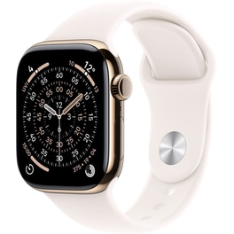 Apple Watch Series 11 GPS + Cellular 42mm Gold Titanium Case with Light Blush Sport Band - S/M