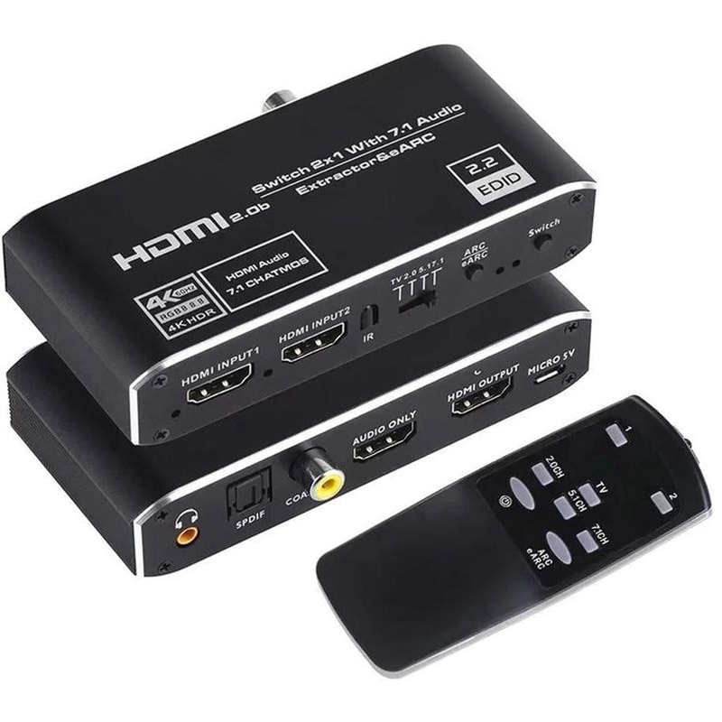 UNBRANDED HDMI Switch Cab-h150 4-in σε 1-out 71 Audio 4K/60hz Hdr Earc - Μαύρο