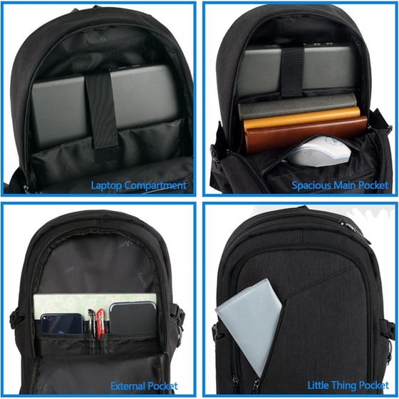 Τσάντα Laptop Mancro 1006 15.6" Αδιάβροχη - Μαύρο image 3