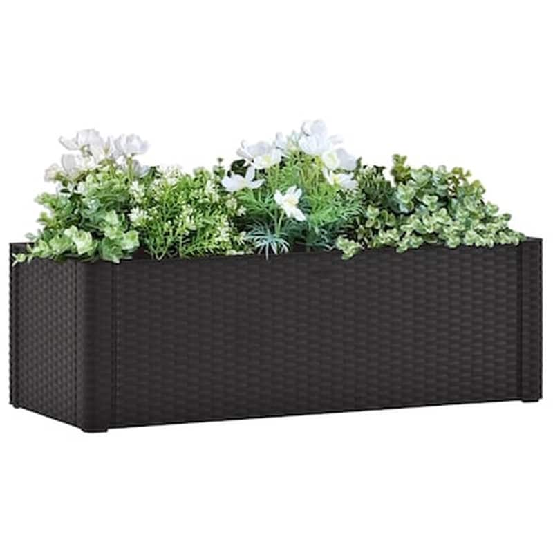 Vidaxl Ζαρντινιέρα Κήπου Ανθρακί 100x43x33 Εκ. Με Αυτόματο Πότισμα