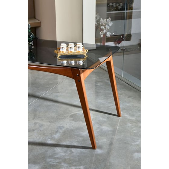 Τραπέζι 24Mall Olio Ορθογώνιο από Ξύλο/Γυαλί 160x80x75 cm - Καρυδί image 2