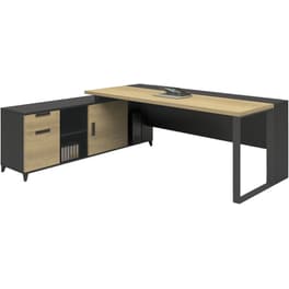 Γραφείο Γωνιακό Woodwell από Μελαμίνη 180x70cm - Sonoma/Ανθρακί
