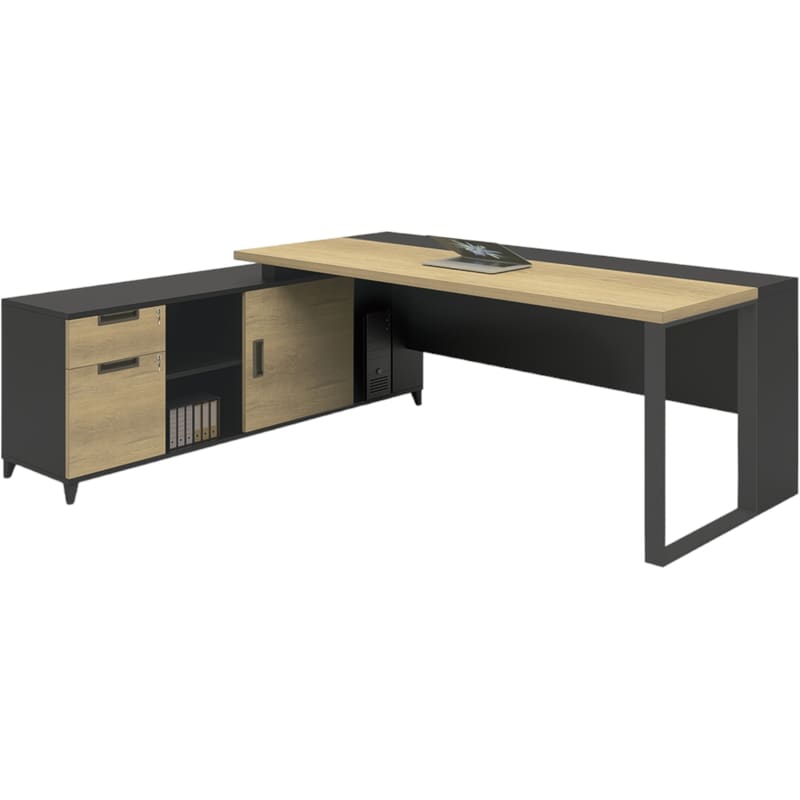 WOODWELL Γραφείο Γωνιακό Woodwell από Μελαμίνη 180x70cm - Sonoma/Ανθρακί