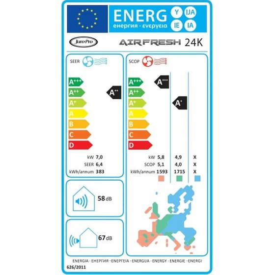 JURO-PRO Airfresh 24Κ Κλιματιστικό Inverter 24.000 BTU A++/A+++ WiFi image 4
