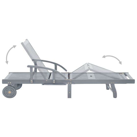 Ξαπλώστρα VidaXL από Μασίφ Ξύλο Ακακίας 200x68x30-86 cm - Γκρι/Πράσινη image 6