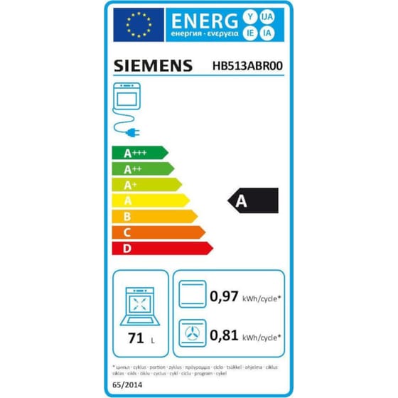 SIEMENS ΗΒ513ΑΒR00 71 Lt Μαύρο Εντοιχιζόμενος Φούρνος Άνω Πάγκου image 4