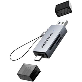 Cabletime Card Reader Ct-acsd3-ag, Sd/micro Sd, Usb/usb-c, 5gbps, Γκρι