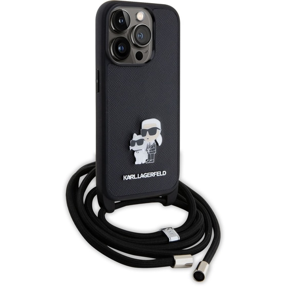 Θήκη Apple iPhone 15 Pro - Karl Lagerfeld Crossbody K+C Metal Pin Saffiano Hard Case - Black image 4