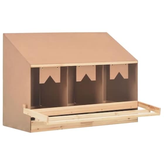 Vidaxl Φωλιά Για Κότες Με 3 Θέσεις 93x40x65 Εκ. Από Μασίφ Ξύλο Πεύκου image 0
