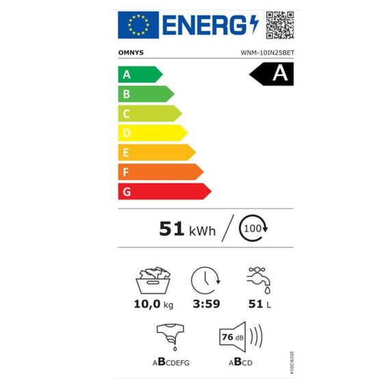 OMNYS WNM-10IN25BET 10kg 1.400 Στροφές Inox Πλυντήριο Ρούχων image 7