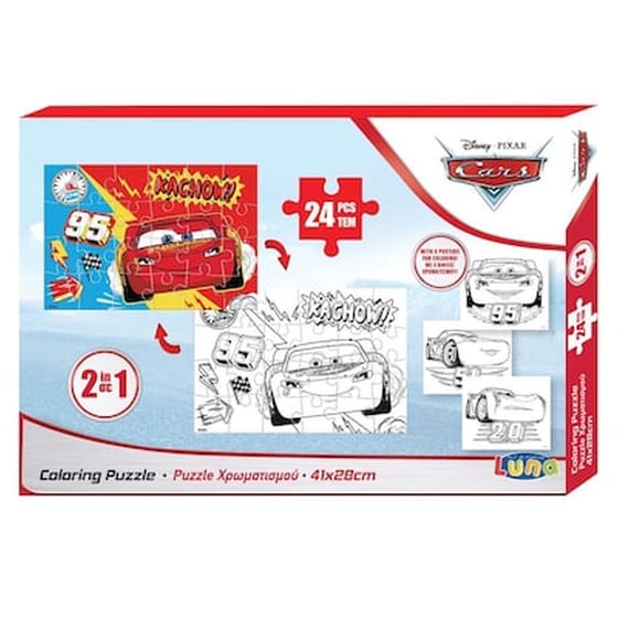 Παιδικό&nbsp;Παζλ&nbsp;Luna&nbsp;Χρωματισμού&nbsp;2&nbsp;Όψεων&nbsp;41Χ28Εκ&nbsp;Cars&nbsp;(24&nbsp;Κομμάτια) image 0