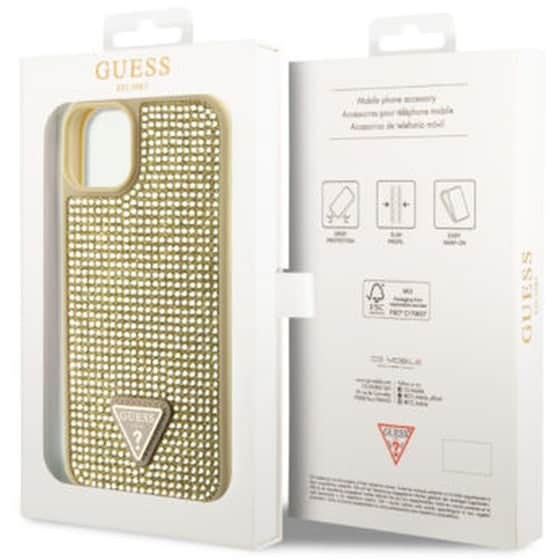 Θήκη Apple iPhone 14 - Guess Rhinestones Triangle Metal Logo Collection - Χρυσό image 5