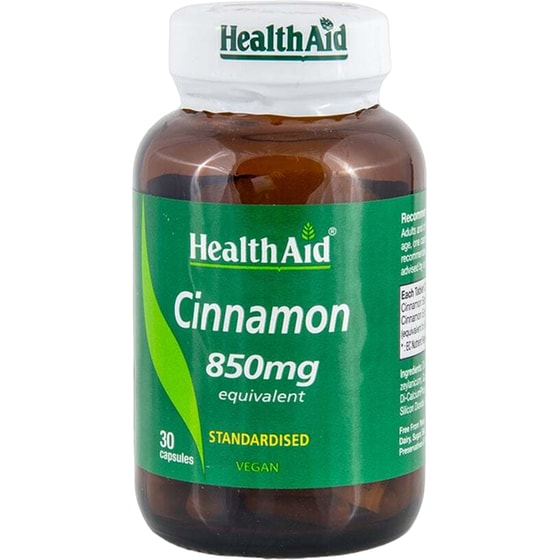 Ειδικό Συμπλήρωμα Διατροφής Health Aid Cinnamon 850mg - 30 κάψουλες image 0