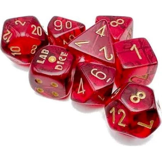 Chessex Gemini Red-Yellow/Silver Polyhedral 7-Dice Set image 0