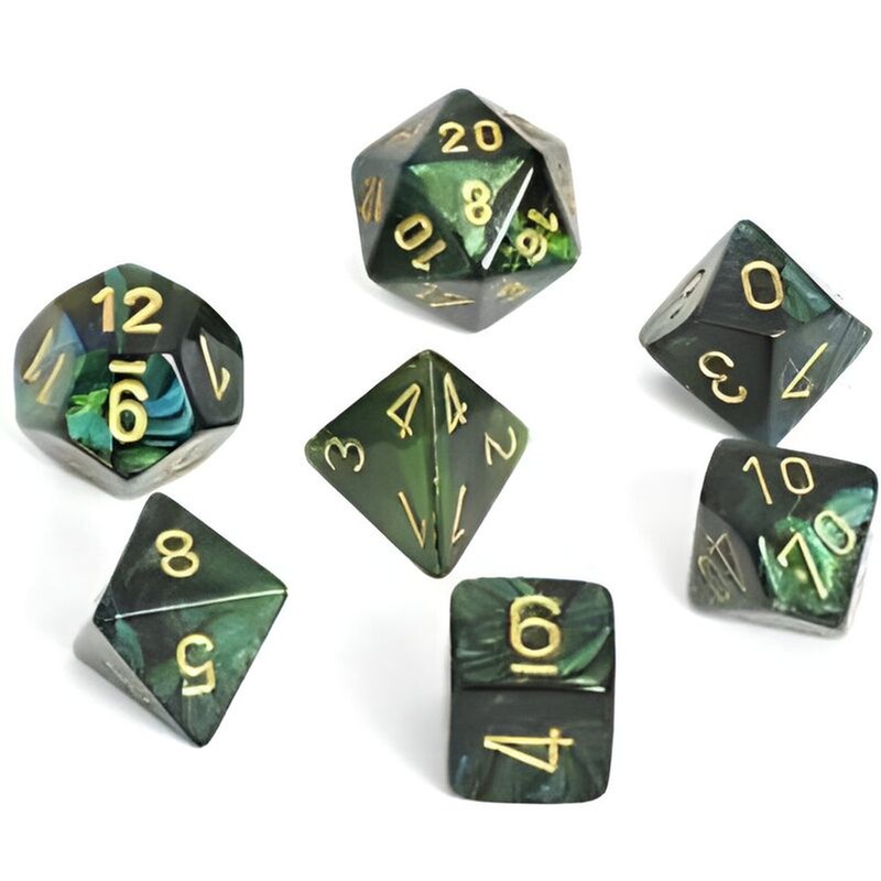 CHESSEX Scarab - Jade/Gold Mini 7-die Set CHESSEX