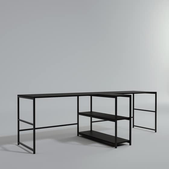 Γραφείo Μελέτης 24Mall Mentre από Μοριοσανίδα 240x60x72 cm - Μαύρο image 2