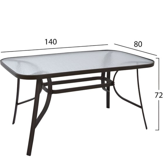 Τραπέζι Εξωτερικού Χώρου Homemarkt Μεταλλικό 140x80x72 cm - Διάφανο/Μαύρο image 4
