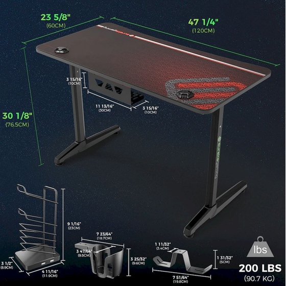 Σετ Eureka Ergonomic Καρέκλα ERK-GC06-R & Γραφείο Gaming ERK-GIP-P47B-V1 - Μαύρο/ Κόκκινο image 8
