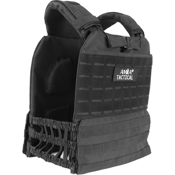 Γιλέκο 6.2kg Ρυθμιζόμενου Βάρους Amila Military Vest 95101 με Αφαιρούμενα Βάρη - Μαύρο image 2