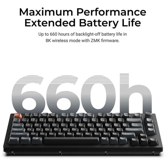 Keychron V1 Ultra 8K V1U-D3 Ασύρματο Gaming Μηχανικό Πληκτρολόγιο 75% με Brown διακόπτες και RGB φωτισμό - Μαύρο (US) image 3