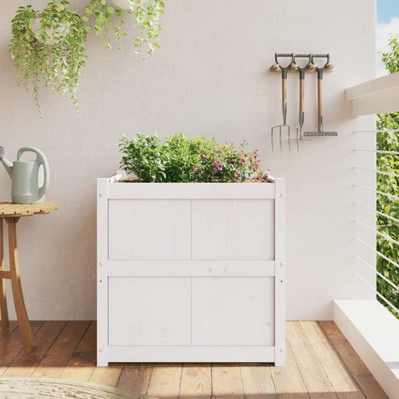Ζαρντινιέρα VidaXL από Μασίφ Ξύλο Πεύκου 70x70cm - Λευκό image 10