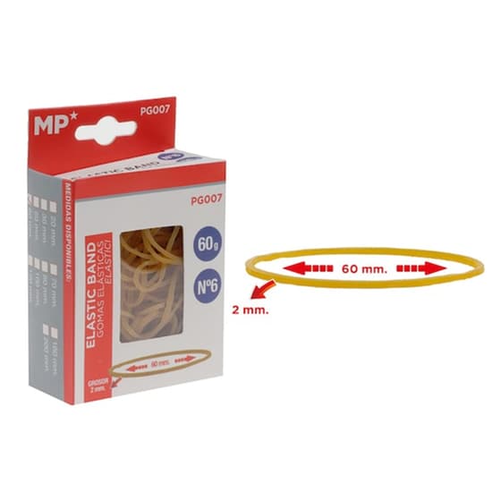 Mp Λαστιχάκια Συσκευασίας Pg007 Σε Κουτί, No6, 2x60mm, 60g image 0