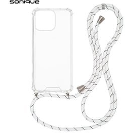 Θήκη Apple iPhone 16 Pro - Sonique Armor Clear Θήκη Σιλικόνης με Κορδόνι - Rainbow Λευκό