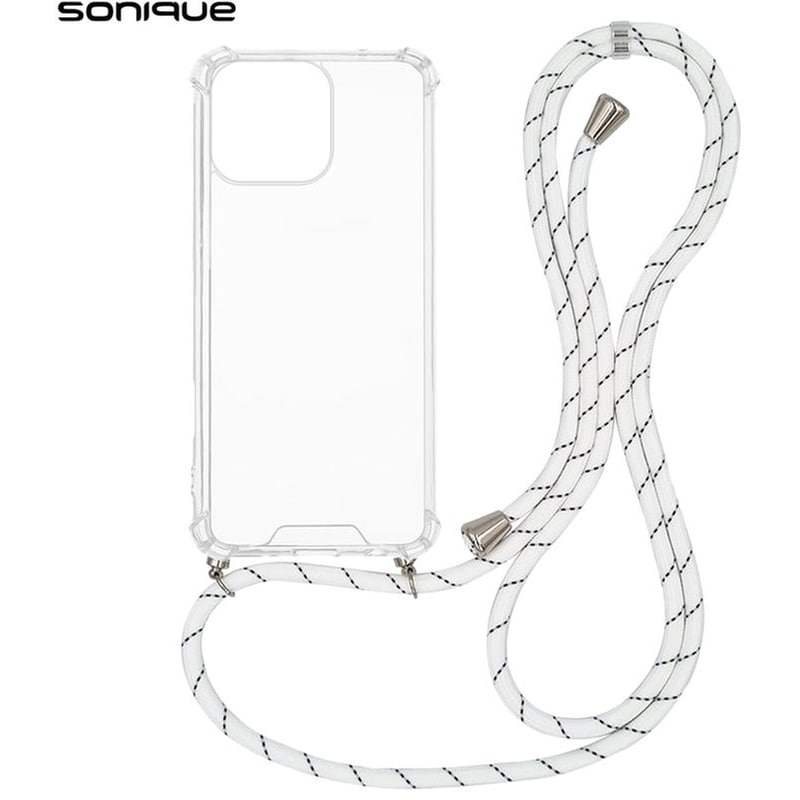 Θήκη Apple iPhone 16 Pro - Sonique Armor Clear Θήκη Σιλικόνης με Κορδόνι - Rainbow Λευκό SONIQUE