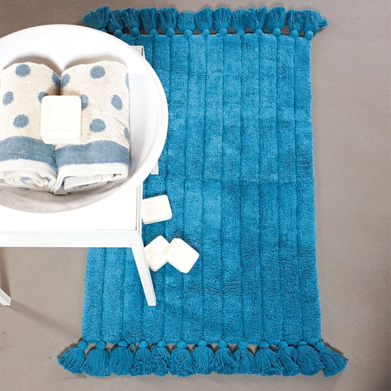 Πατάκι Μπάνιου Kentia Loft Nova Ορθογώνιο Βαμβακερό 60x90 cm - Μπλε image 1