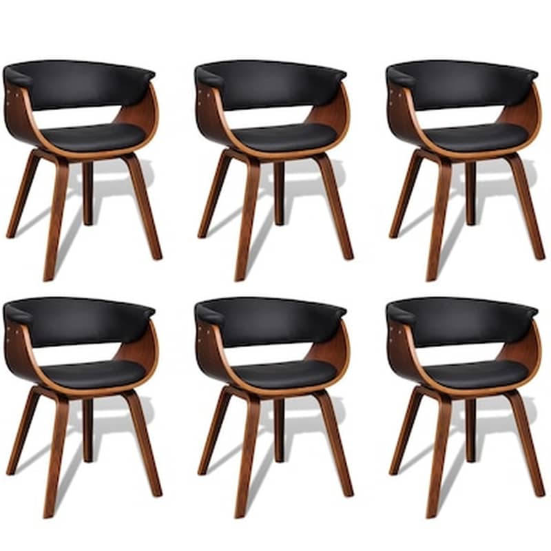 Vidaxl Καρέκλες Τραπεζαρίας 6 Τεμ. Από Λυγισμένο Ξύλο/συνθετικό Δέρμα